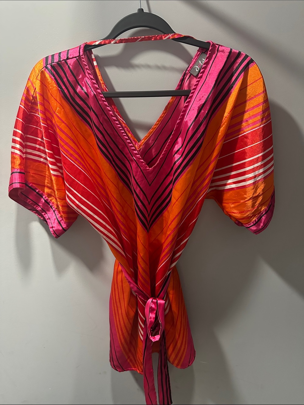 Dots Pink and Orange Striped Spaghetti Strap Top